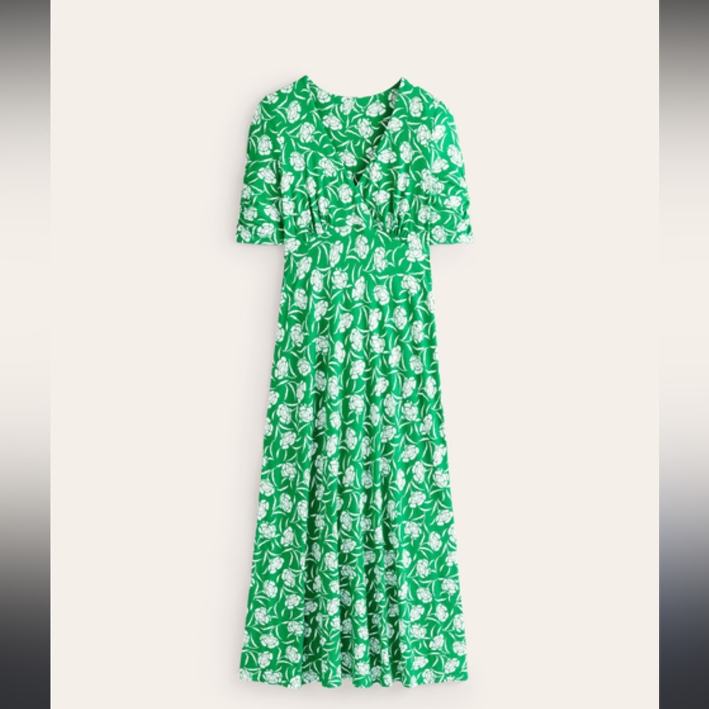 Boden Green Rebecca Jersey Midi Tea Dress